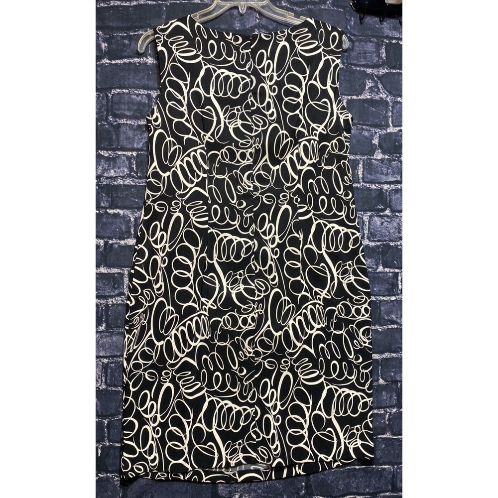 Dressbarn Dress Women Plus 14W Black White Ribbon Abstract Artsy Zip Casual Work
